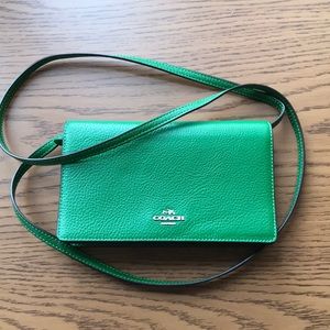 Coach Green purse w/ detachable crossbody strap
